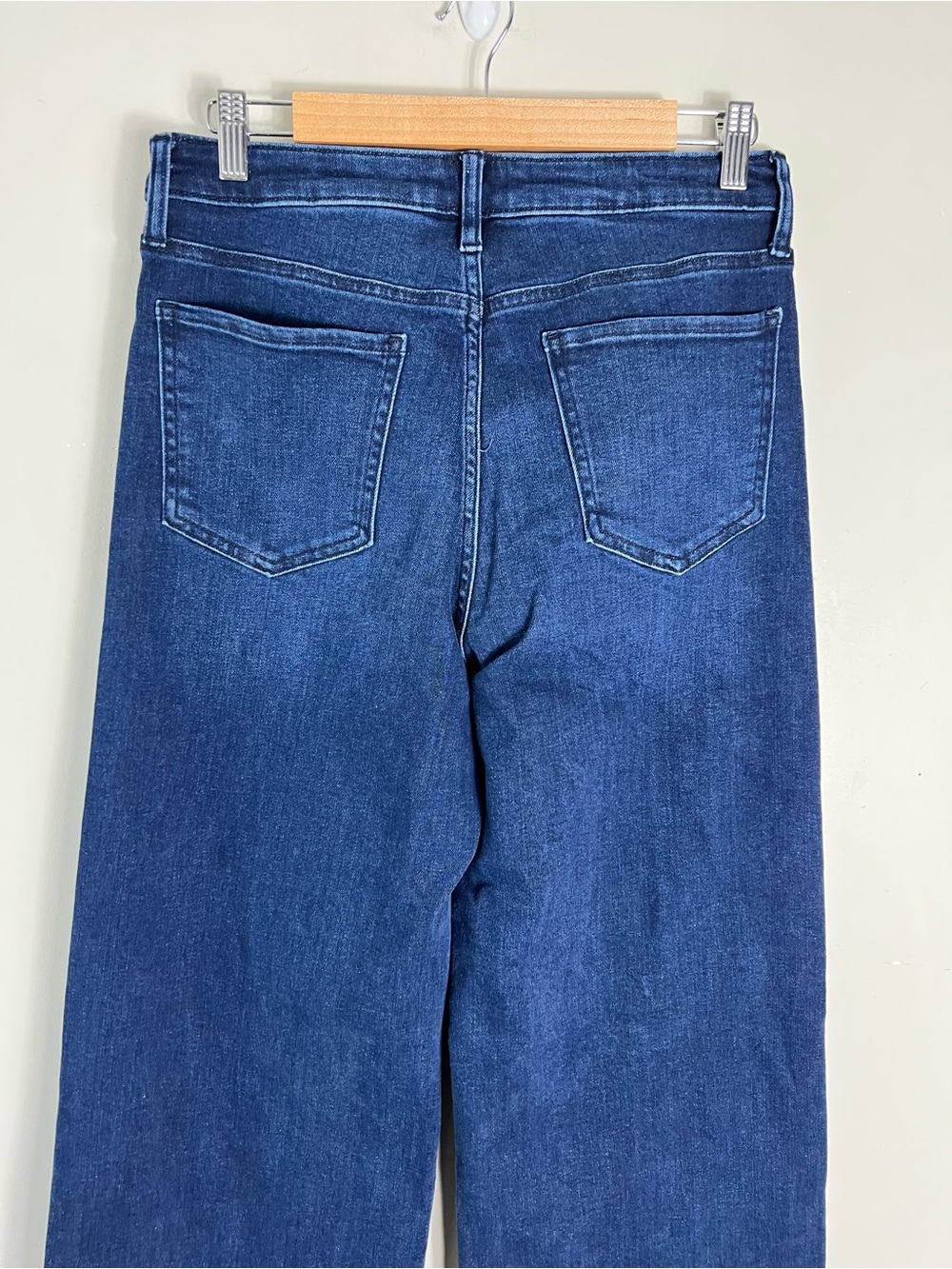 Quince Women’s Organic Cotton Dark Blue Wide Leg Jeans High Rise Stretch Size 30 - Picture 4 of 10